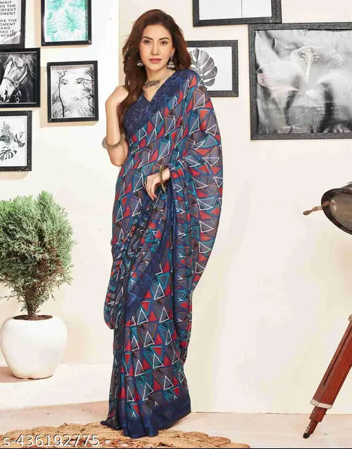 Georgette Saree with a touch of QuicKart.
